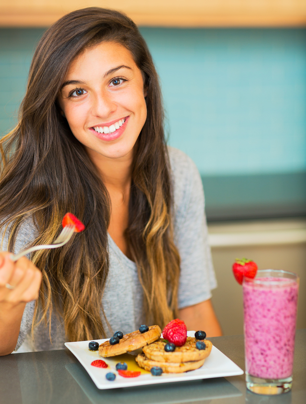 Woman Eating Breakfast